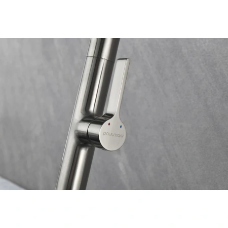 смеситель для кухни paulmark barrel ba214029-bs, цвет брашированная сталь,