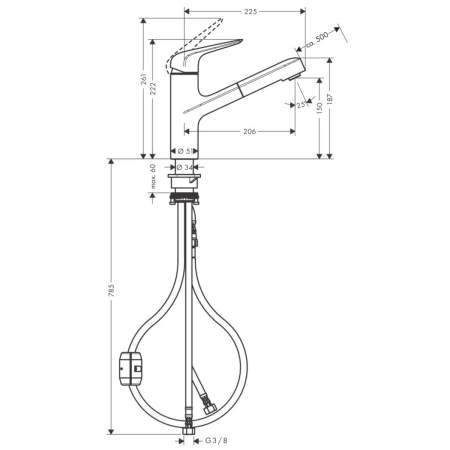 смеситель для кухни hansgrohe focus m42 71814800, сталь