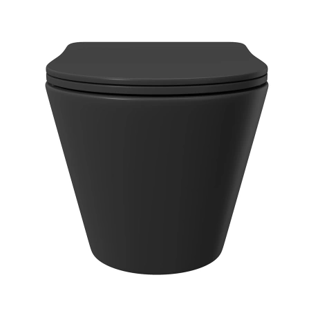 унитаз aqueduto cone con0140 подвесной, безободковый, сиденье с микролифтом, 52.5х36 см, черный матовый
