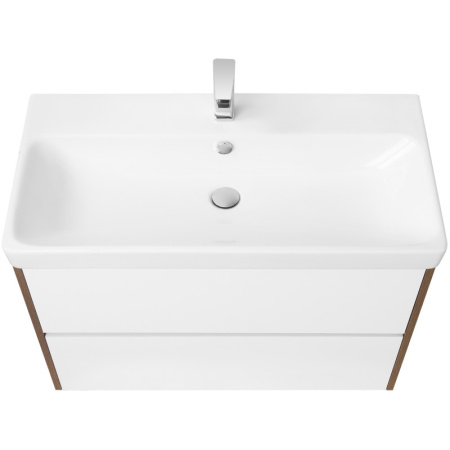 тумба с раковиной белый глянец/дуб рустикальный 90 см акватон сканди 1a2519k0sdz90