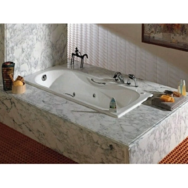 ванна чугунная roca malibu set/2309g000r/526803010/150412330 170x75 см, с ручками, антискользящим покрытием, белый