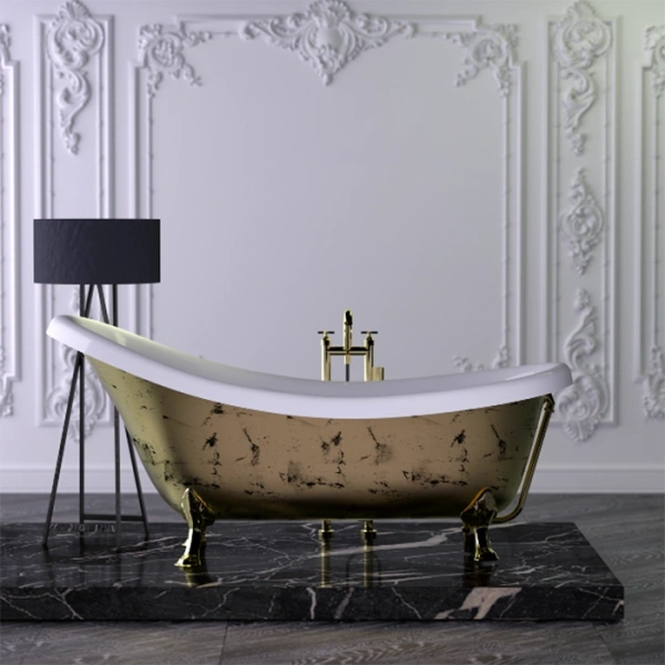 акриловая ванна knief victorian 175х85 отдельностоящая, 0100-061-01 bi/gold-black цвет золото/черный
