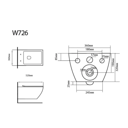 унитаз подвесной black&white universe w-726, безободковый