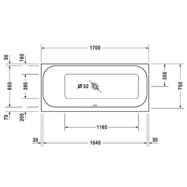 акриловая ванна duravit happy d.2 170x75 (700312)