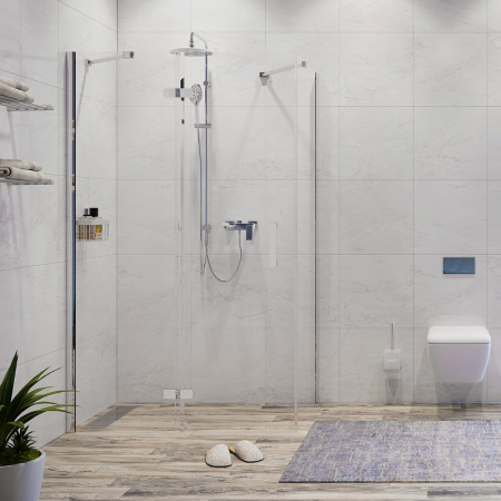 душевой уголок wasserkraft aller 120×90 l 10h07lwhite профиль хром, стекло прозрачное