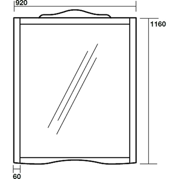 зеркало kerasan retro 734530 в деревянной раме 92xh116 см, цвет белый матовый