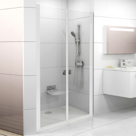 Дверь для душевой кабины в нишу Ravak Chrome CSDL2-100 0QVAC10LZ1 профиль белый, стекло прозрачное