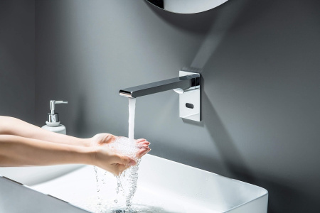 смеситель aquatek лира aq5413cr, для раковины, инфракрасный датчик, хром