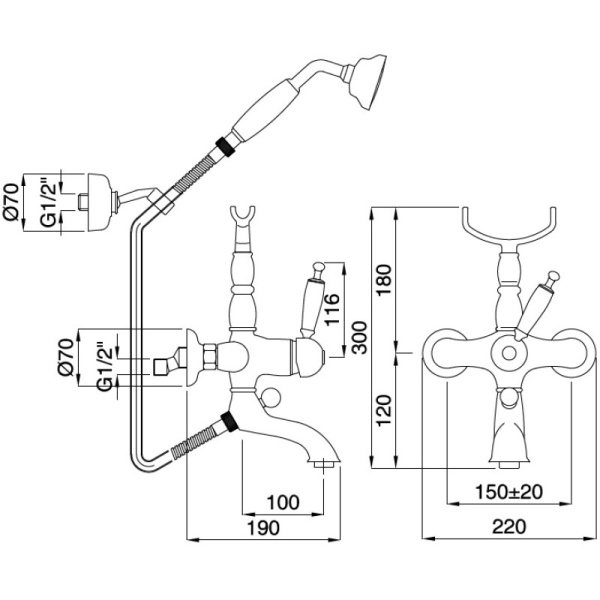 смеситель для ванны migliore oxford 19085 бронза