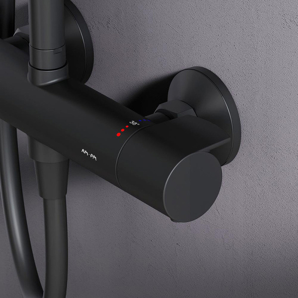 душевая система am.pm x-joy f0785a422 с термостатом, черный матовый