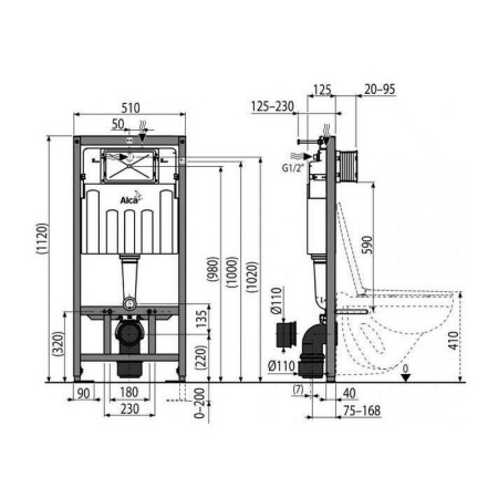 инсталляция для настенного унитаза ммгн, alcaplast sadromodul, am101/1300h