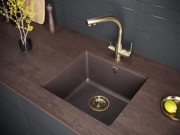 смеситель для кухни paulmark essen es213011-br, бронза