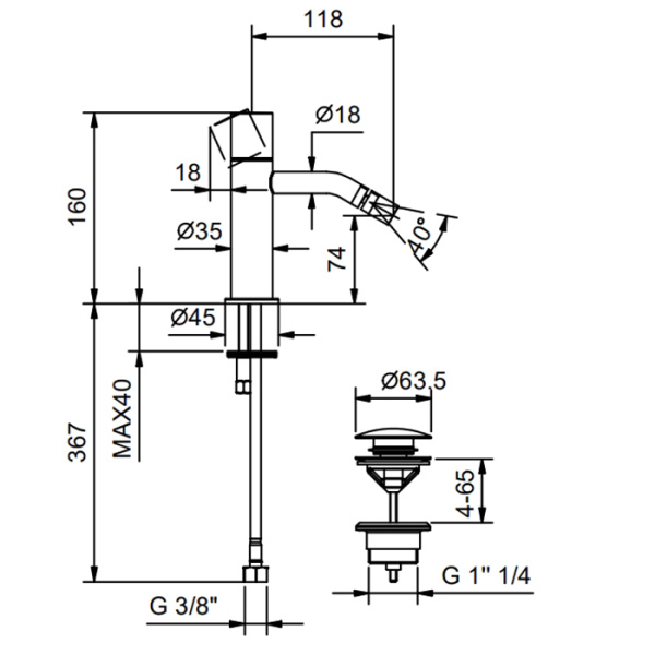 смеситель для биде fantini nostromo small 50 02 g908f хром