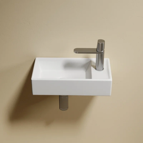 раковина ceramicanova element cn6051lmw подвесная, чаша слева, 41.7х21.7 см, белая матовая