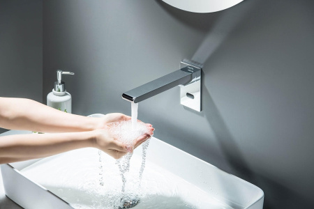 смеситель aquatek лира aq5413cr, для раковины, инфракрасный датчик, хром