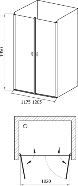 дверь для душевой кабины в нишу ravak chrome csdl2-120 0qvgc10lz1 transparent, профиль белый