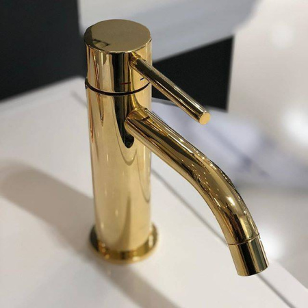 смеситель paffoni light lig103hg70 для раковины, без донного клапана, встраиваемый, с внутренней частью, излив 24.5 см, золотой