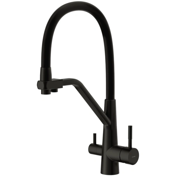 смеситель для кухни cersanit vivo a68218 с подключением к фильтру, гибким изливом, черный матовый