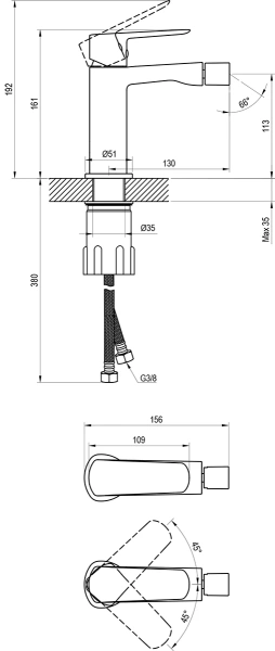 смеситель ravak life x070475 для биде, без донного клапана, хром