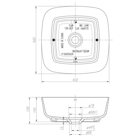 ap41024b-a раковина arrow 40 накладная без донного клапана, белый глянец