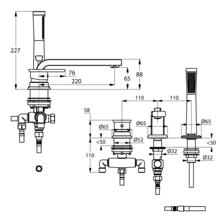 смеситель на борт ванны kludi e2 494470575