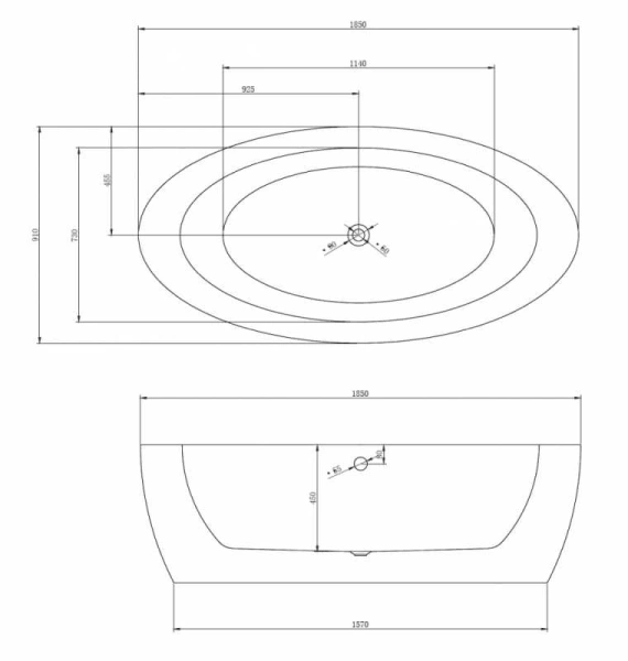 акриловая ванна abber ab9206 185х91 см, без гидромассажа, цвет белый