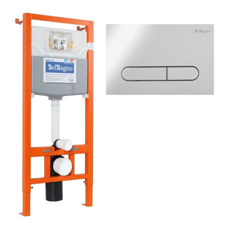 Инсталляция BelBagno BB001-120/BB005-PR-CHROME с клавишей смыва Хром глянцевый