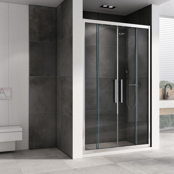 душевая дверь abber schwarzer diamant 180 ag33180хh профиль хром, стекло прозрачное