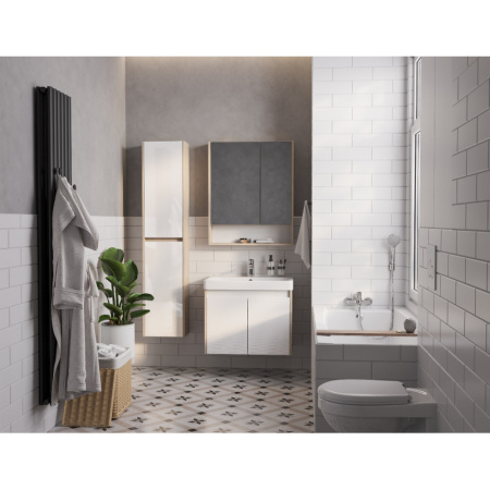 тумба с раковиной белый глянец/дуб верона 70,5 см акватон сканди doors 1a2789k0sdb20