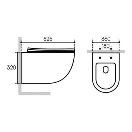 унитаз aqueduto ovo ovo0120 подвесной, безободковый, сиденье с микролифтом, 52.5х36 см, белый матовый