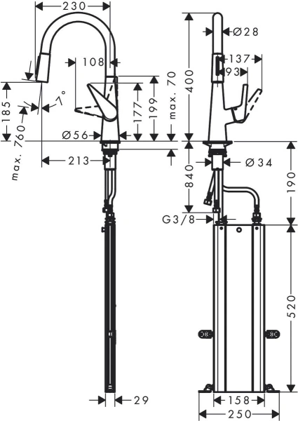 смеситель для кухни hansgrohe talis m51 73876000