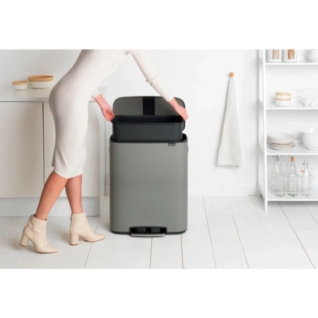 мусорное ведро brabantia bo pedal bin 211348 60 л, серое