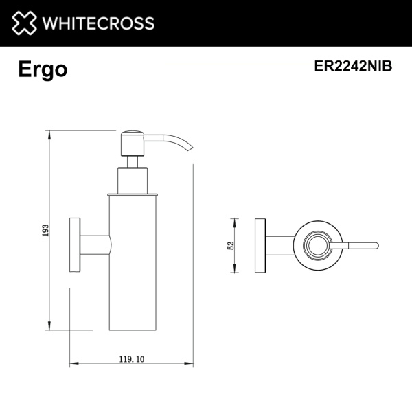 Дозатор для жидкого мыла Whitecross Ergo ER2242NIB настенный, брашированный никель