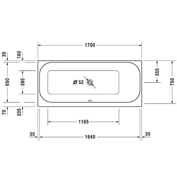 акриловая ванна duravit happy d.2 170x75 (700313)