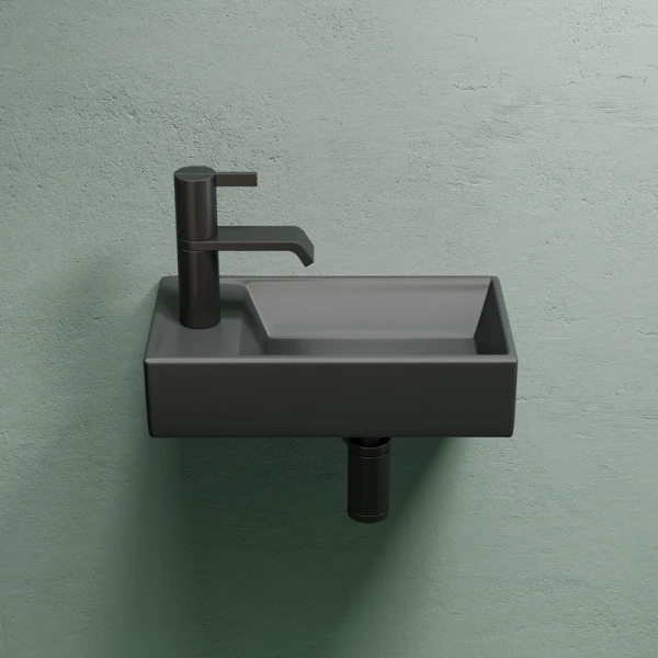 раковина ceramicanova element cn6051rmdh подвесная, чаша справа, 41.7х21.7 см, темный антрацит матовый