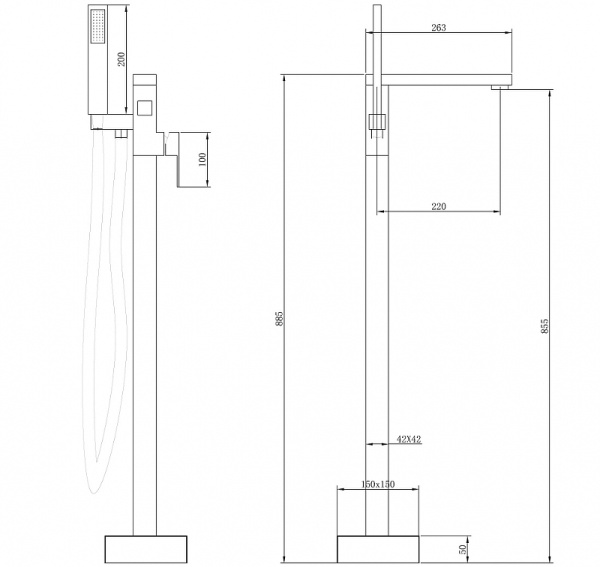 смеситель для ванны abber daheim af8215g напольный, цвет золото