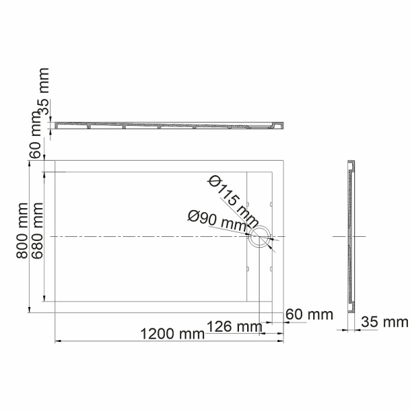 душевой поддон из искусственного камня wasserkraft abens 120×80 20t06 черный матовый
