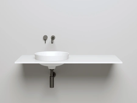 раковина salini marea 03 1802203m полувстраиваемая, ø41.5 см, из искусственного камня s-stone, белая матовый