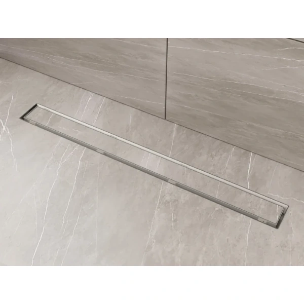 душевой трап (лоток) plumberia selection linear psl100mt 100 см, с решеткой, 2 в 1 под плитку, нержавеющая сталь
