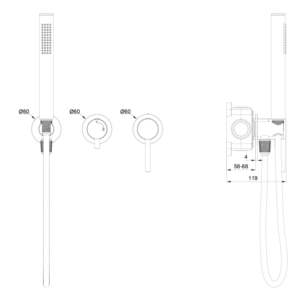 смеситель для душевой системы встраиваемый wonzon & woghand, черный матовый (ww-838017-mb)