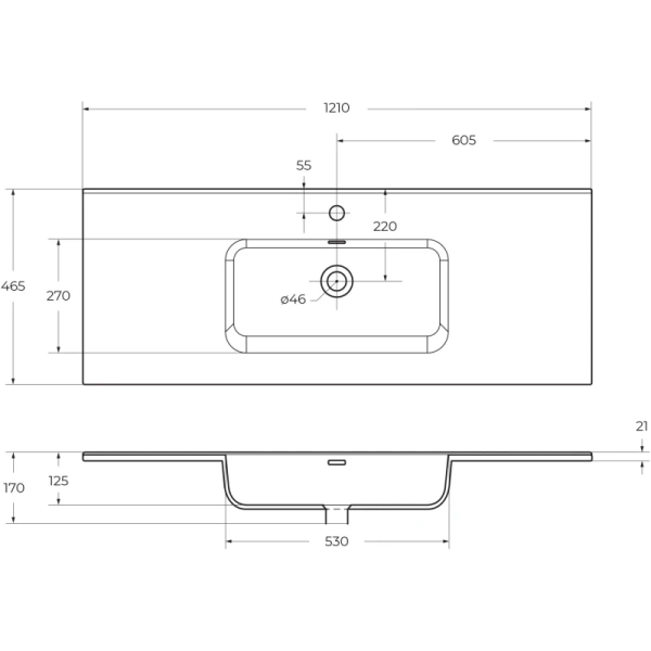 раковина belbagno bb1200etl 121x46 см, полувстраиваемая \ меьельная, цвет белая