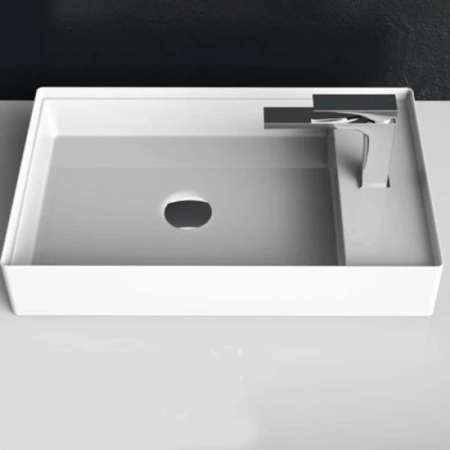 раковина накладная 60 см artceram scalino scl003 05 00, белая матовый.