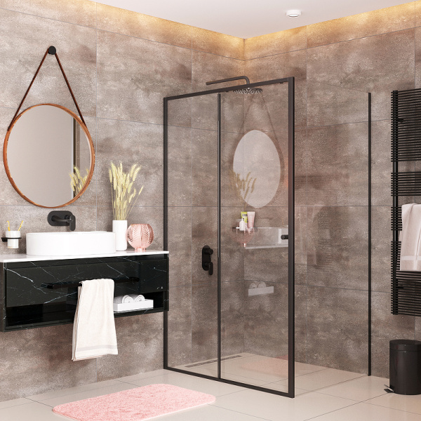 душевой уголок wasserkraft dill 120×80 61s06 профиль черный матовый, стекло прозрачное