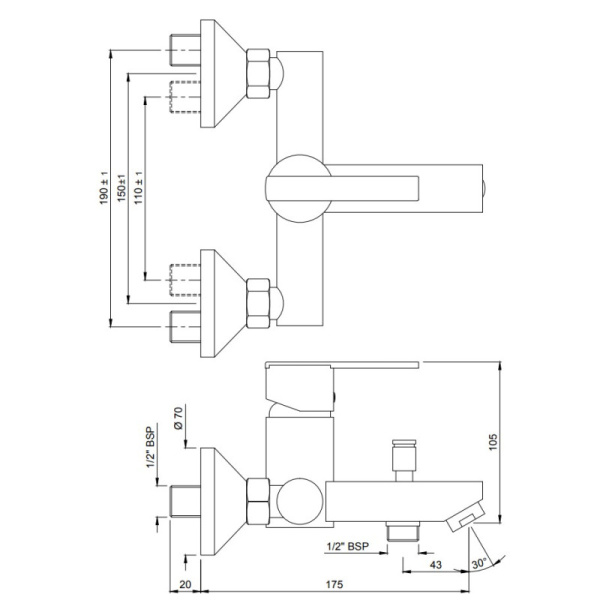 смеситель для ванны jaquar fonte fon-chr-40119