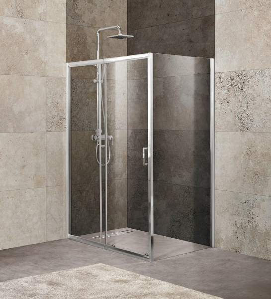 душевой уголок belbagno unique 115х100 unique-ah-1-100/115-100-c-cr профиль хром стекло прозрачное