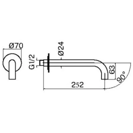 излив для ванны plumberia selection ixo spt0260cr 252 мм, хром