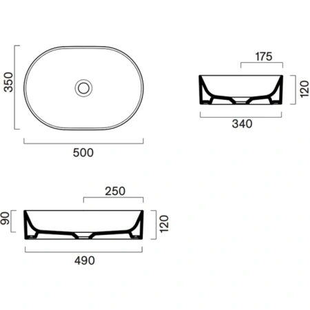 раковина-чаша catalano zero 0122500001 50x35 см, накладная, белый глянец