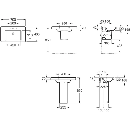 раковина 70x48 см roca khroma 327651000