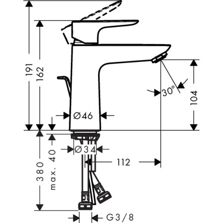 смеситель для раковины с донным клапаном hansgrohe talis e 71710990