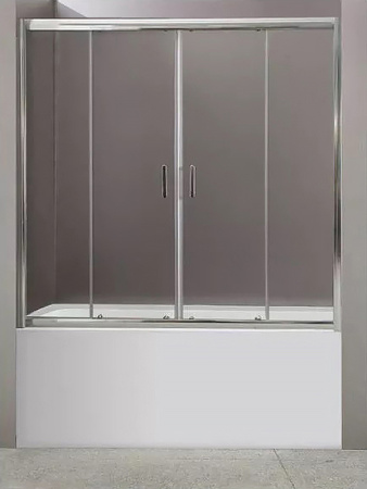 шторка на ванну belbagno uno 170 uno-vf-2-170/145-c-cr профиль хром стекло прозрачное
